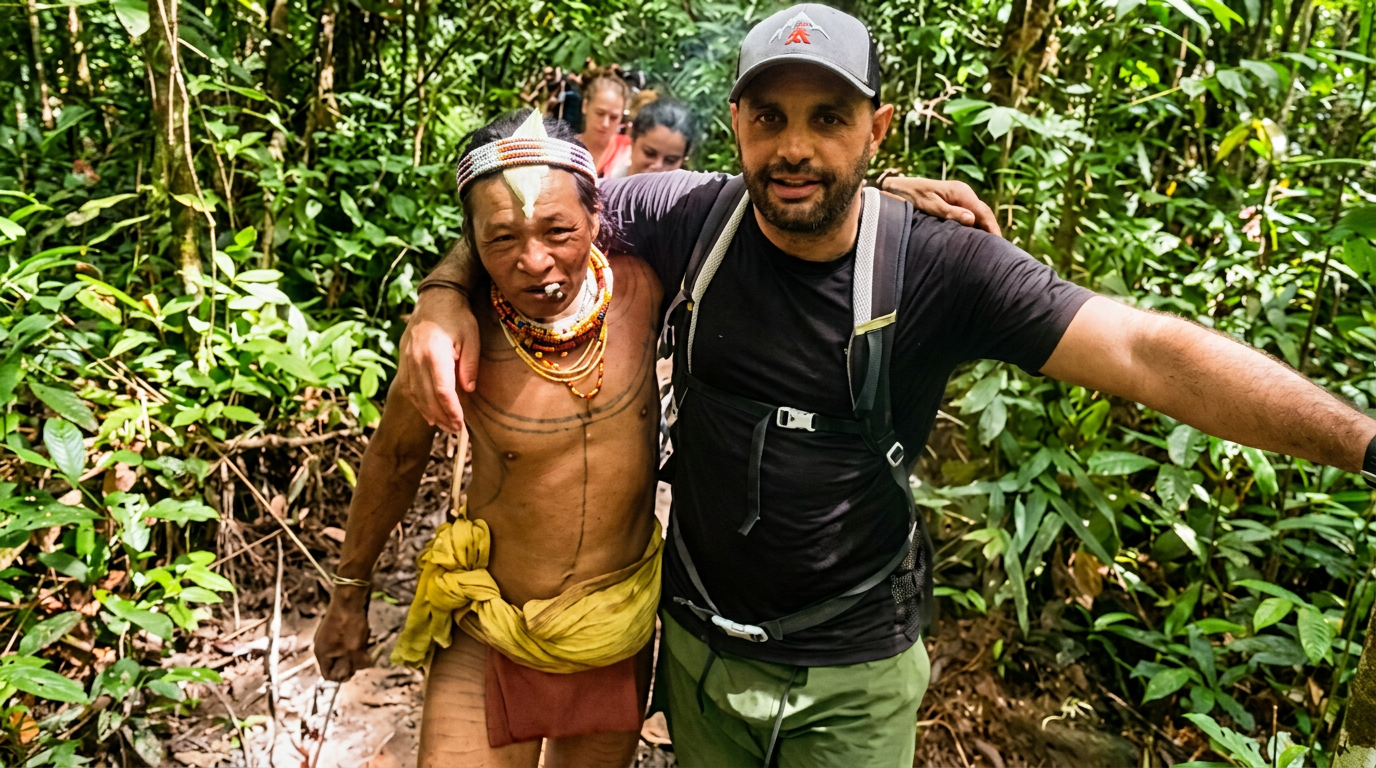 Hommes Fleurs Mentawai + Orang-outans de Bukit Lawang — illustration