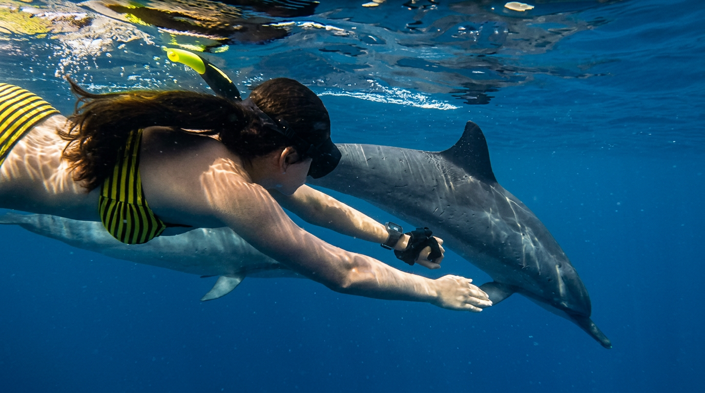 Snorkeling avec les dauphins sauvages au large de Zanzibar