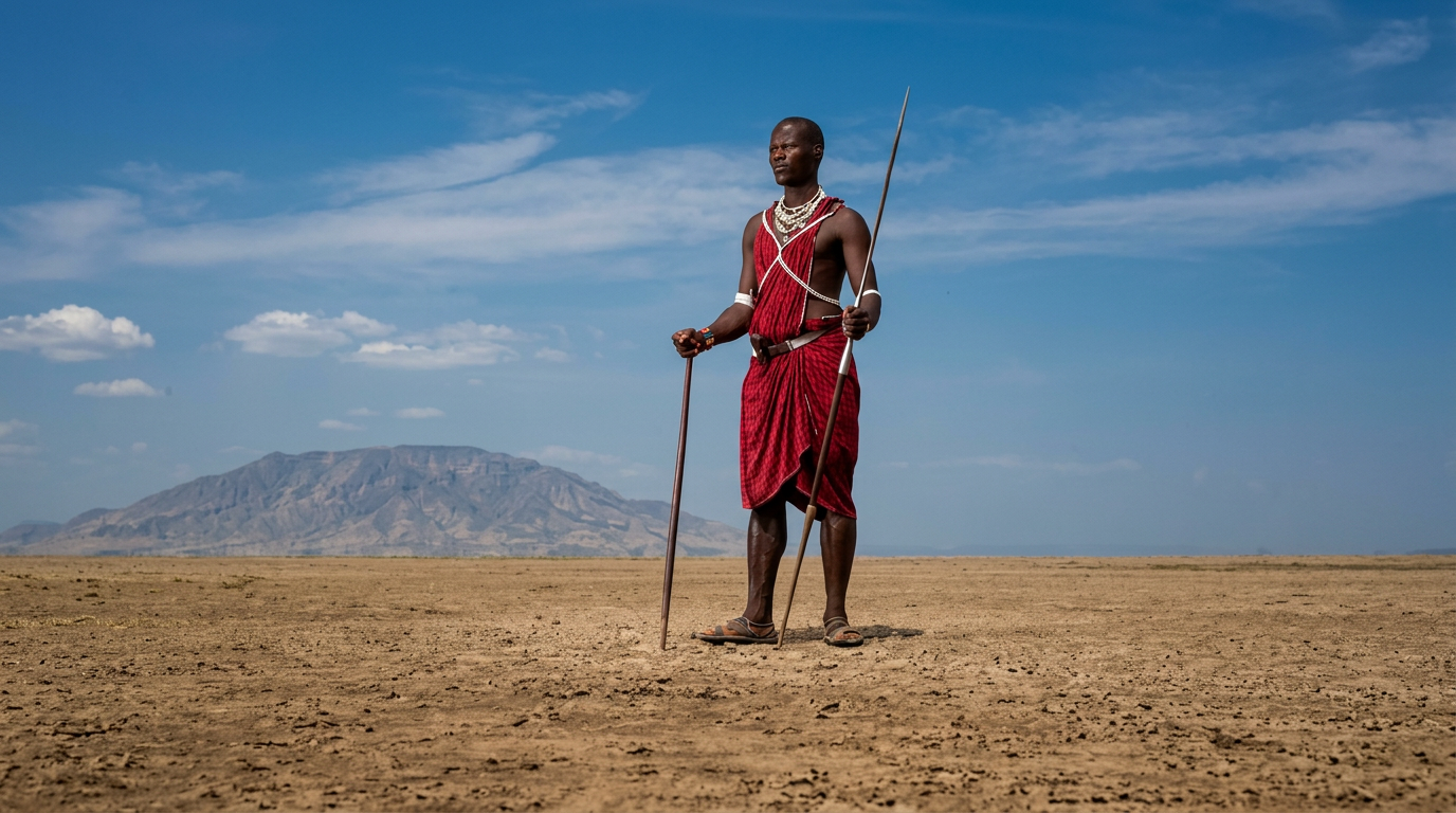 Guerrier Massaï dans la savane tanzanienne